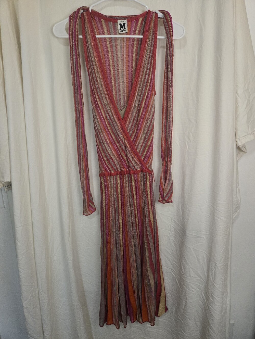 ⭐Missoni Striped V-Neck Sleeveless Dress in Pink, Red, Tan 4 - Picture 5 of 16
